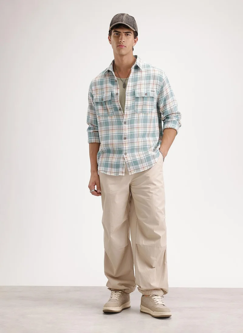 روجن Comfort Fit Double Pocket Shirt  | Green